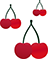 bouton avec 3 cerises, une grande, une moyenne, une petite