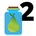bouton avec un bocal contenant une poire et le chiffre 2