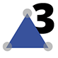 bouton avec un triangle dont les 3 angles sont entourés et le chiffre 3 à côté