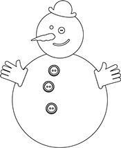 Bonhomme de neige en noir et blanc à colorier