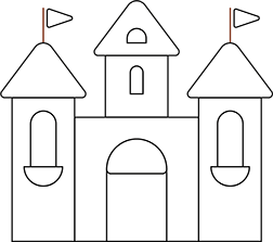 chateau fort en noir et blanc à colorier