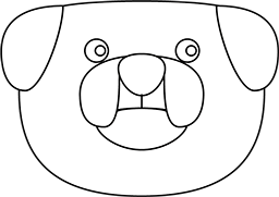 Tête de chien en noir et blanc à colorier