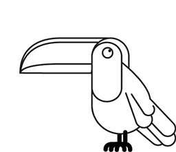 Toucan en noir et blanc à colorier